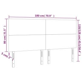 Tăblie de pat cu led, gri deschis, 180x5x118/128 cm, catifea, 6 image