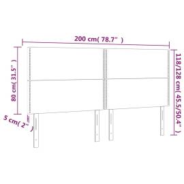 Tăblie de pat cu led, gri taupe, 200x5x118/128 cm, textil, 6 image