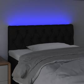 Tăblie de pat cu led, negru, 100x7x78/88 cm, textil, 3 image