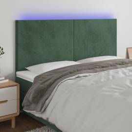 Tăblie de pat cu led, verde închis, 180x5x118/128 cm, catifea