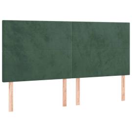 Tăblie de pat cu led, verde închis, 180x5x118/128 cm, catifea, 4 image