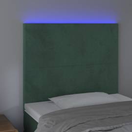 Tăblie de pat cu led, verde închis, 90x5x118/128 cm, catifea, 3 image