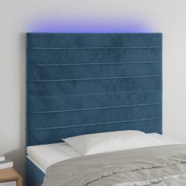 Tăblie de pat cu led, albastru închis, 80x5x118/128cm, catifea