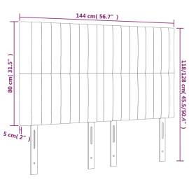 Tăblie de pat cu led, gri închis, 144x5x118/128 cm, catifea, 6 image