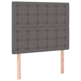 Tăblie de pat cu led, gri, 90x5x118/128 cm, piele ecologică, 4 image