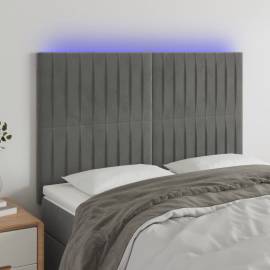 Tăblie de pat cu led, gri deschis, 144x5x118/128 cm, catifea