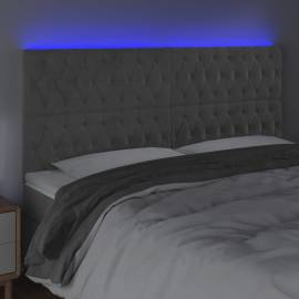 Tăblie de pat cu led, gri deschis, 200x7x118/128 cm, catifea, 3 image