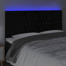Tăblie de pat cu led, negru, 180x7x118/128 cm, catifea, 3 image