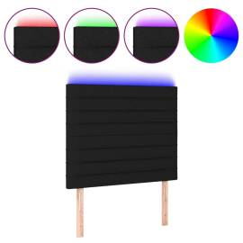 Tăblie de pat cu led, negru, 80x5x118/128 cm, textil, 2 image