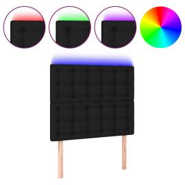 Tăblie de pat cu led, negru, 80x5x118/128 cm, textil, 2 image