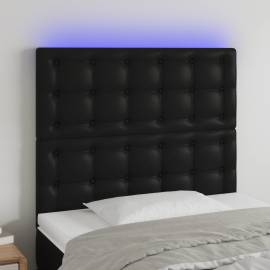 Tăblie de pat cu led, negru, 90x5x118/128 cm, catifea