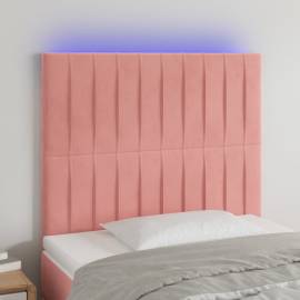 Tăblie de pat cu led, roz, 90x5x118/128 cm, catifea