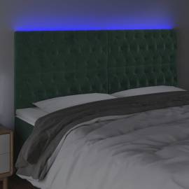 Tăblie de pat cu led, verde închis, 180x7x118/128 cm, catifea, 3 image