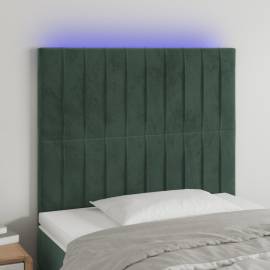 Tăblie de pat cu led, verde închis, 80x5x118/128 cm, catifea