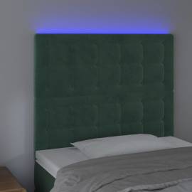 Tăblie de pat cu led, verde închis, 90x5x118/128 cm, catifea, 3 image