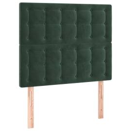 Tăblie de pat cu led, verde închis, 90x5x118/128 cm, catifea, 4 image