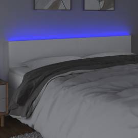 Tăblie de pat cu led, alb, 180x5x78/88 cm, piele ecologică, 2 image