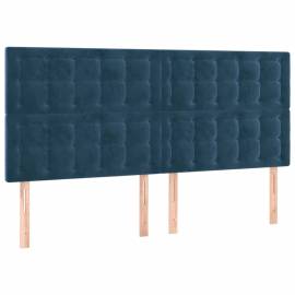 Tăblie de pat cu led, albastru închis, 200x5x118/128cm catifea, 4 image