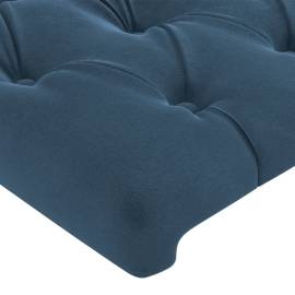 Tăblie de pat cu led, albastru închis, 203x16x118/128cm catifea, 5 image