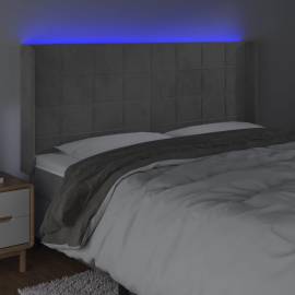 Tăblie de pat cu led, gri deschis, 163x16x118/128 cm, catifea, 4 image