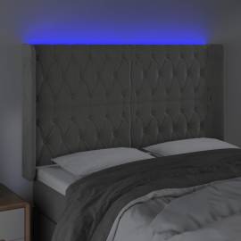Tăblie de pat cu led, gri deschis, 163x16x118/128 cm, catifea, 4 image