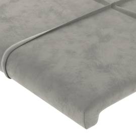 Tăblie de pat cu led, gri deschis, 163x16x118/128 cm, catifea, 5 image