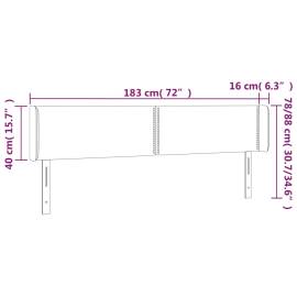 Tăblie de pat cu led, gri deschis, 183x16x78/88 cm, catifea, 6 image