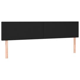 Tăblie de pat cu led, negru, 160x5x78/88 cm, piele ecologică, 4 image