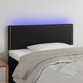 Tăblie de pat cu led, negru, 90x5x78/88 cm, piele ecologică