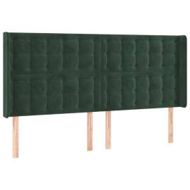 Tăblie de pat cu led, verde închis, 183x16x118/128 cm, catifea, 3 image