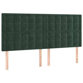 Tăblie de pat cu led, verde închis, 200x5x118/128 cm, catifea, 4 image