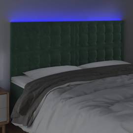 Tăblie de pat cu led, verde închis, 200x5x118/128 cm, catifea, 3 image