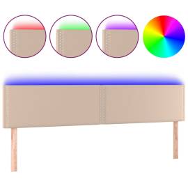 Tăblie de pat cu led cappuccino 180x5x78/88cm piele ecologică, 2 image