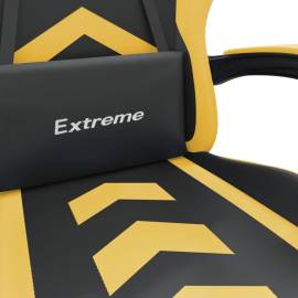 Scaun de gaming pivotant/suport picioare negru/auriu piele eco, 7 image