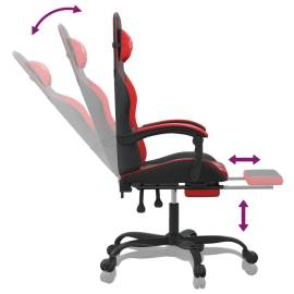 Scaun de gaming pivotant/suport picioare negru/roșu piele eco, 11 image
