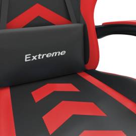 Scaun de gaming pivotant/suport picioare negru/roșu piele eco, 7 image