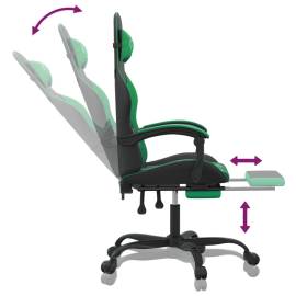 Scaun de gaming pivotant/suport picioare negru/verde piele eco, 11 image