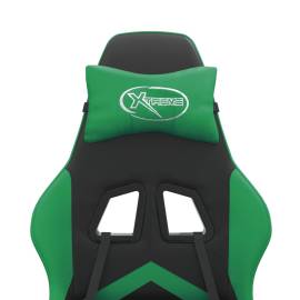 Scaun de gaming pivotant/suport picioare negru/verde piele eco, 9 image