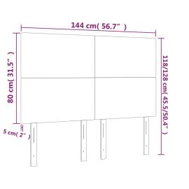 Tăblie de pat cu led, alb, 144x5x118/128 cm, piele ecologică, 6 image