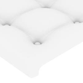 Tăblie de pat cu led, alb, 200x5x118/128 cm, piele ecologică, 5 image