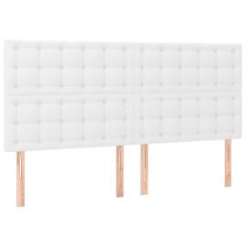 Tăblie de pat cu led, alb, 200x5x118/128 cm, piele ecologică, 4 image