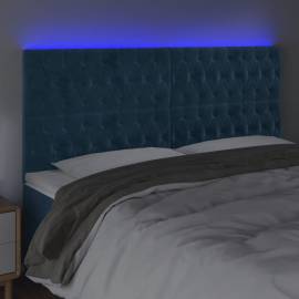 Tăblie de pat cu led, albastru închis, 180x7x118/128cm, catifea, 3 image