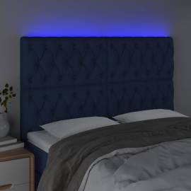 Tăblie de pat cu led, albastru, 160x7x118/128 cm, textil, 3 image