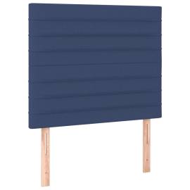 Tăblie de pat cu led, albastru, 90x5x118/128 cm, textil, 4 image
