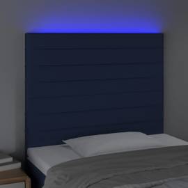 Tăblie de pat cu led, albastru, 90x5x118/128 cm, textil, 3 image
