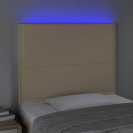 Tăblie de pat cu led, crem, 100x5x118/128 cm, textil, 3 image