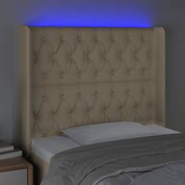 Tăblie de pat cu led, crem, 103x16x118/128 cm, textil, 4 image