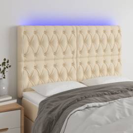 Tăblie de pat cu led, crem, 160x7x118/128 cm, textil
