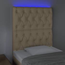 Tăblie de pat cu led, crem, 80x7x118/128 cm, textil, 3 image