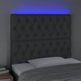 Tăblie de pat cu led, gri închis, 100x7x118/128 cm, textil, 2 image